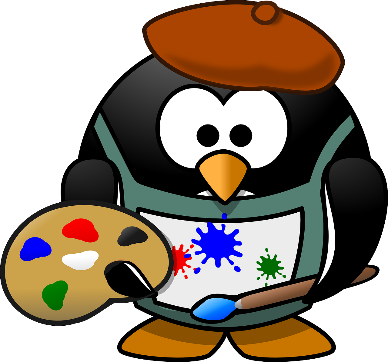 Clipart mit einem Pinguin als Maler